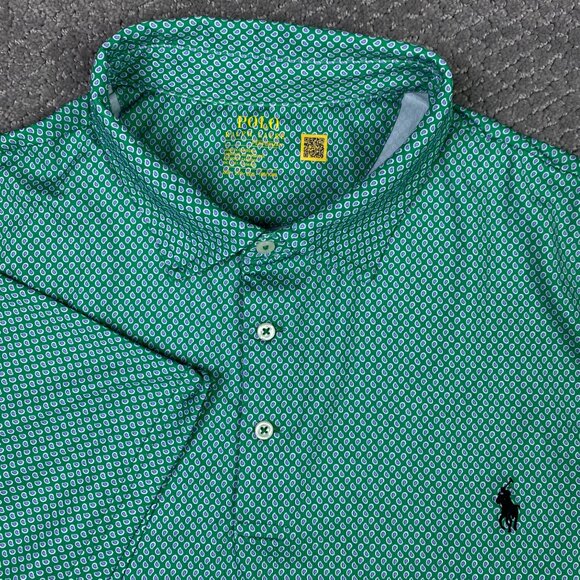 Polo Ralph Lauren Performance Stretch Jersey Polo Shirt Men's 2XB Green Paisley - Picture 1 of 8